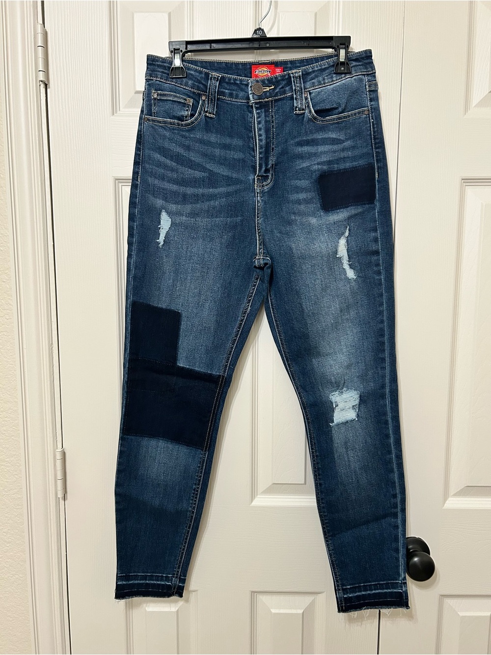 Dickies Women's Blue Patchwork Ankle Jeans sz 11 y2k 2000s casual denim